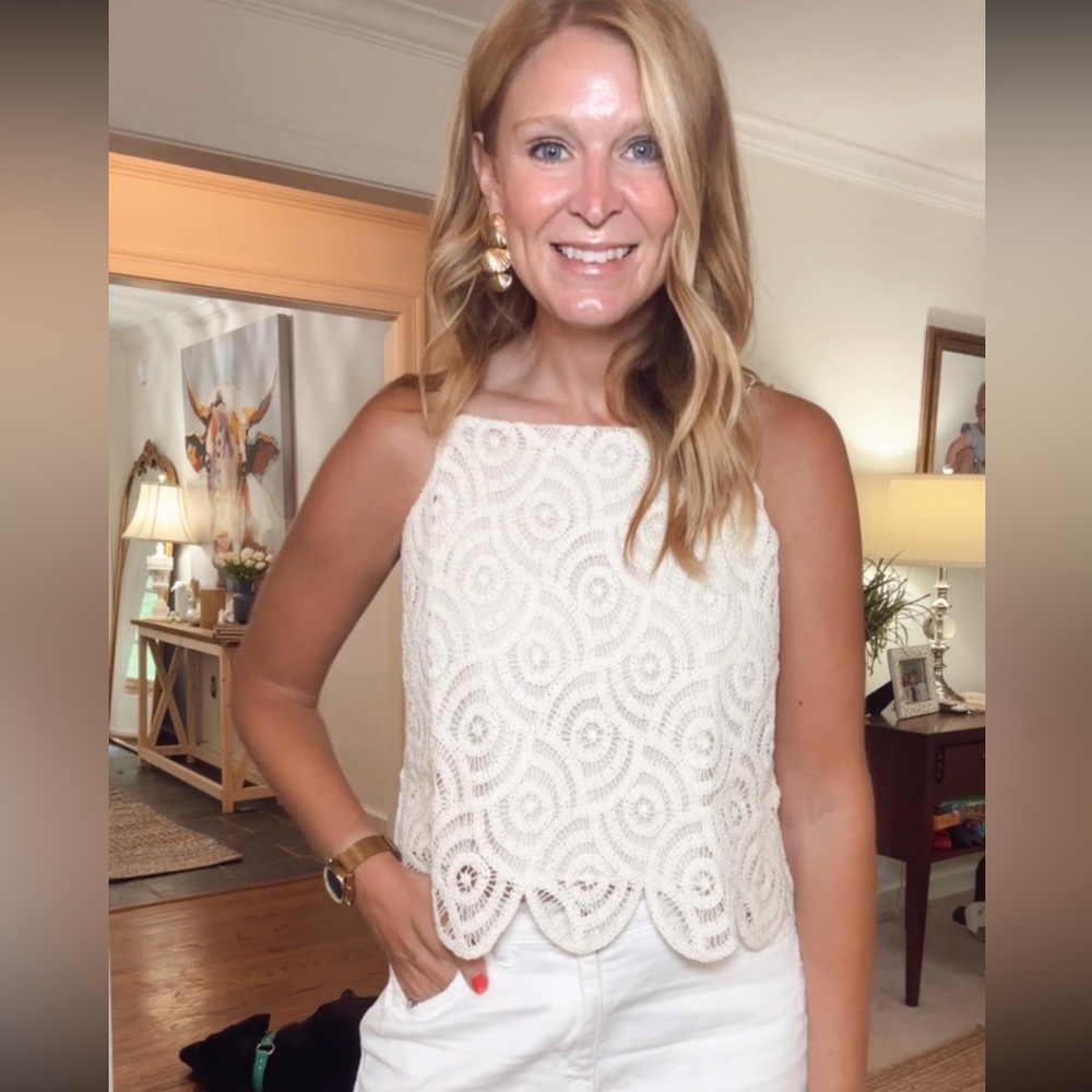 NWT LOFT Cream Lace Halter Top